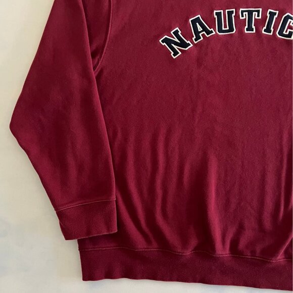 Nautica Red Fleece Crewneck Deck Sweater - Picture 4 of 8